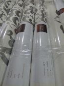 Six Rolls of White with Silver Floral Vinyl Wallpaper
