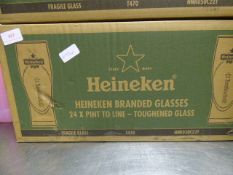 Box Containing Twenty Four Branded Heineken Glasses