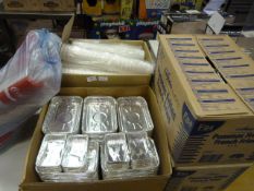 Five Boxes of Takeaway Packaging Including; Cups, Foil Trays, Etc