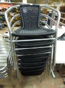 Nine Tubular Aluminium Chairs with Faux Rattan Seats