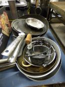 Assorted Woks, Fry Pans, Etc