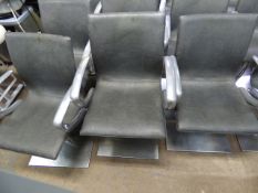 Three Salon Ambiance Gray Leather and Polished Aluminium Adjustable Height Salon Chairs