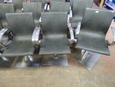 Three Salon Ambiance Gray Leather and Polished Aluminium Adjustable height Salon Chairs