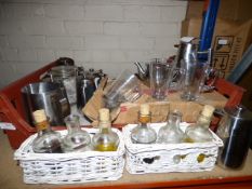Tray Containing Various Stainless Steel Coffee Pots, Latte Glasses, Etc