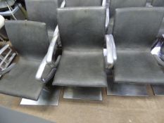 Three Salon Ambiance Gray Leather and Polished Aluminium Adjustable Height Salon Chairs