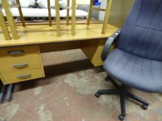 Double Pedestal Executive Desk in Light Beech Finish with High Back Executive Chair