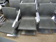 Three Salon Ambiance Gray Leather and Polished Aluminium Adjustable Height Salon Chairs