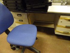Gray Double Pedestal Desk and a Typist Swivel Chair (blue)