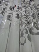 Six Rolls of White with Silver Floral Vinyl Wallpaper