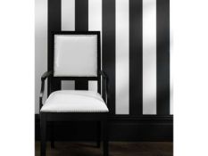 Twelve Rolls of Black and Silver Broad Stripped Vinyl Wallpaper CCWS06