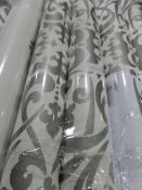Six Rolls of White with Silver Floral Vinyl Wallpaper