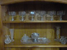 Collection of Cut Glassware Including Candle Sticks, Fruit Glasses, Etc