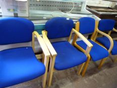 Four Beech Framed Office Chairs (Blue)