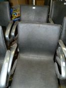 Pair of Gas Lift Salon Ambience Gray Leather and Polished Aluminium Salon Chair