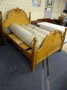 Solid Pine Double Bed with Carved Detail