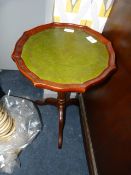 Occasional Table with Inlet Leather Top and Pie Crust Edge