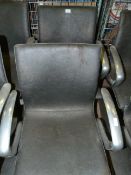 Pair of Gas Lift Salon Ambience Gray Leather and Polished Aluminium Salon Chair