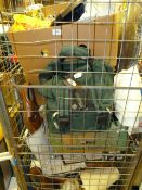 Basket Containing Various Household Effects Including; Sports Trophies, Bowls Bag, Table Lamps, Etc