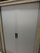 Gray Wood Effect 6' Stationery Cabinet Enclosed by Sliding Gray Door