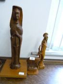 Three Carved Hardwood Figures