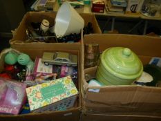 Three Boxes Containing Decorative Items Including; Champagne Bucket, Goblets, Brass Pidgeon, Festoon