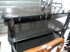 Three Tier Glass and Brushed Stainless Steel TV Stand