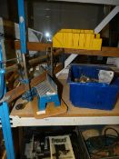 Mitre Saw and a Box Containing Various Spanners