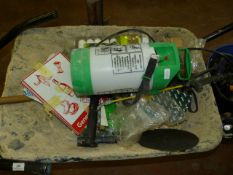 *Wheelbarrow Containing Various Tools, Signs, Etc