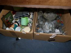 Two Boxes of Bric-a-Brac, Cut Glass, Etc