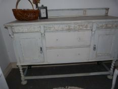Shabby Chic Style Oak Sideboard on Barley Twist Legs
