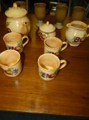 Hornsea Pottery Yeovil Design Part Tea Set and Four Studio Style Goblets
