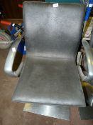 Gas Lift Salon Ambience Gray leather and Polished Aluminium Salon Chair