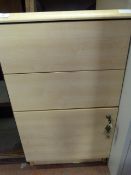 *Free Standing Three Drawer Pedestal Unit Containing Assorted Office Sundries