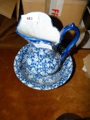 Miniature Blue and White Jug and Bowl
