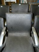 Pair of Gas Lift Salon Ambience Gray Leather and Polished Aluminium Salon Chair