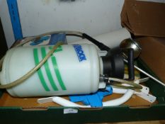 Box Containing Two Camping Gaz Stoves, Garden Spray, Etc