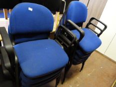 Eight Stackable Office Chairs (Blue)