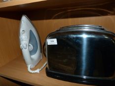 Two Slice Chrome Toaster and a Steam Iron