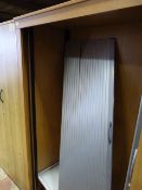 6' Stationary Cabinet in Light Beech Finish with Silver Sliding Door