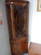 Fine Quality Mahogany Corner Cupboard with Two Glass Shelves (Slight Damage)