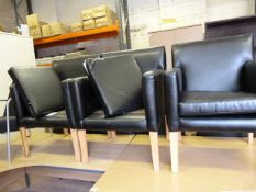 Three Leather Beech Framed Reception Chairs