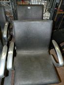 Pair of Gas Lift Salon Ambience Gray Leather and Polished Aluminium Salon Chair