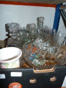 Box of Assorted Glassware Including Decanters, Etc