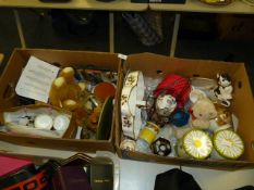 Two Boxes of Assorted Bric-a-Brac, Decorative China, Storage Boxes, Etc