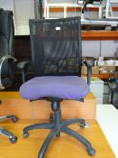 Contemporary Style Office Chair with Purple Seat and Mesh Back