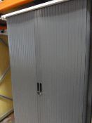 Light and Dark Gray 6' Stationery Cabinet Enclosed by Sliding Door