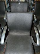 Pair of Gas Lift Salon Ambience Gray Leather and Polished Aluminium Salon Chair