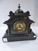 Black Slate Barrel Movement Mantel Clock