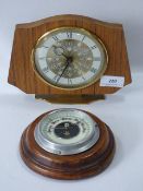 Small Modern Mantel Clock with Barometer