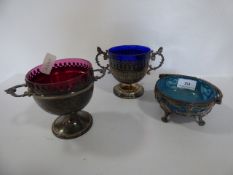 Three Plated and Glass BonBon Dishes